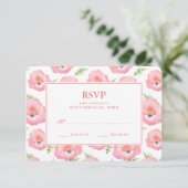 Boho Pink Rose Floral Watercolor - Wedding RSVP (Stehend Vorderseite)