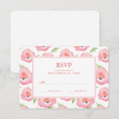 Boho Pink Rose Floral Watercolor - Wedding RSVP Karte (Vorne/Hinten)
