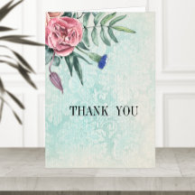 Boho Pink Roses Green Vintag Damask Wedding