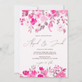 Boho pink rustikale handgemalte Blumenhochzeit Einladung (Vorderseite)