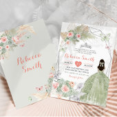 Boho Pink Sage Green Floral Geometric 15 Años Einladung