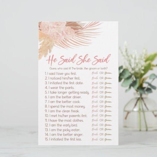 Boho Pink sagte er sagte, sie sagte Brautparty Gam Briefpapier (Stehend Vorderseite)