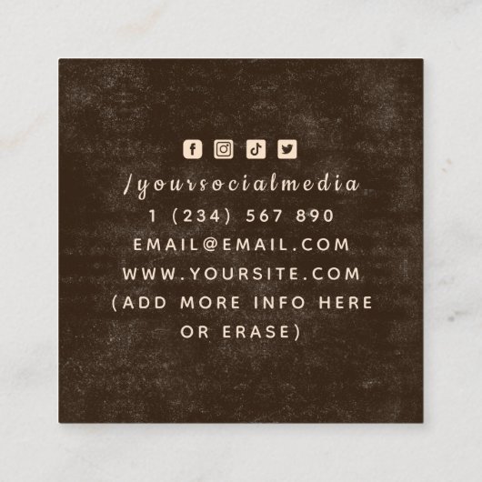 Boho Pink Schlange Heilung Hand Himmelsmond Tarot Quadratische Visitenkarte (Rückseite)