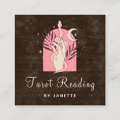 Boho Pink Schlange Heilung Hand Himmelsmond Tarot Quadratische Visitenkarte (Vorderseite)