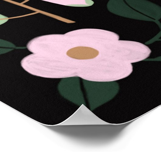 Boho pink schwarz gürtelschwarz-blütenbläserne Sch Poster (Ecke)