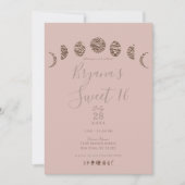 Boho Pink Shine Moon Phases Modern Sweet 16 Party Einladung (Vorderseite)
