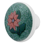 Boho Pink Single Blume Green Sparkle Keramikknauf (Rechts)