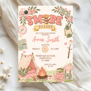 Boho Pink Smore To Love Baby Shower Einladung