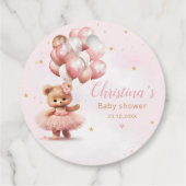 Boho Pink Teddy Bear Girl Babydusche Danke Geschenkanhänger (Rückseite)