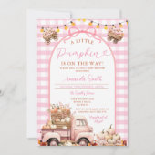 Boho Pink Truck Pumpkin ist auf dem Weg Baby Dusch Einladung (Vorderseite)