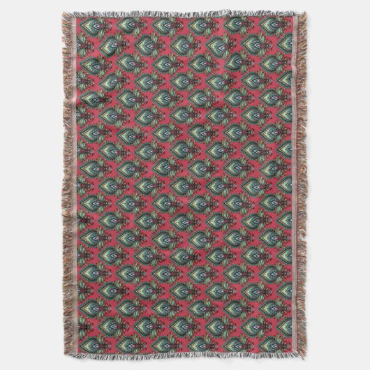 Boho Pink und Aqua Extravagante Muster Throw Blank Decke (Vorderseite Vertikal)