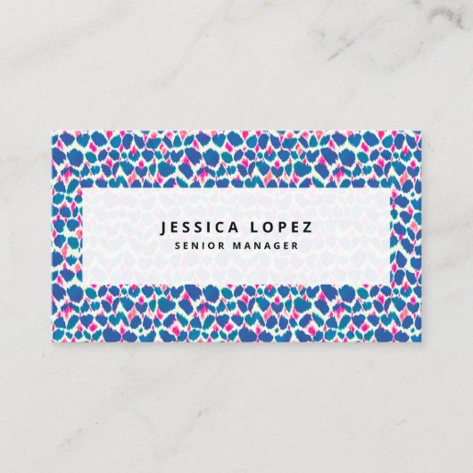 Boho Pink und Blauer Pinselstrich Visitenkarte (Vorderseite)