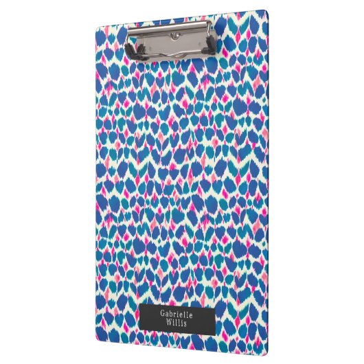 Boho Pink und Blue Brushstrokes Klemmbrett (Links)