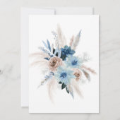 Boho Pink und Blue Peony Pampas Grass Wedding Einladung (Rückseite)