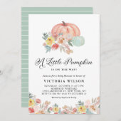 Boho Pink und Blue Pumpkins Herbstdusche Einladung (Vorne/Hinten)