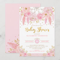 Boho Pink und Gold Dreamcatcher Floral Baby Dusche
