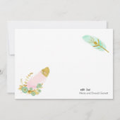 Boho Pink und Gold Feathers Dankeskarte (Rückseite)