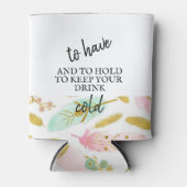 Boho Pink und Gold Feathers Dosenkühler (Vorderseite)