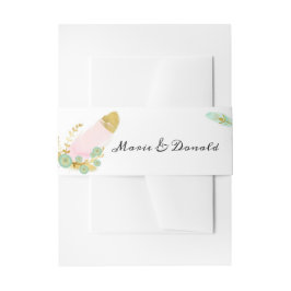 Boho Pink und Gold Feathers Einladungsbanderole