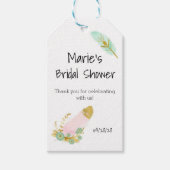 Boho Pink und Gold Feathers Geschenkanhänger (Vorderseite)