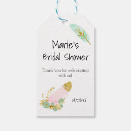 Boho Pink und Gold Feathers Geschenkanhänger