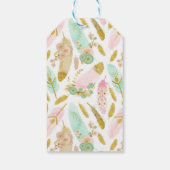 Boho Pink und Gold Feathers Geschenkanhänger (Rückseite)