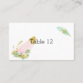 Boho Pink und Gold Feathers Platzkarte (Rückseite)