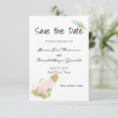 Boho Pink und Gold Feathers Save the Date (Stehend Vorderseite)