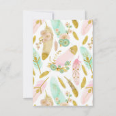 Boho Pink und Gold Feathers Save the Date (Rückseite)