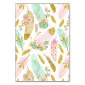 Boho Pink und Gold Feathers Tischnummer (Rückseite)