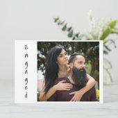 Boho Pink und Gold Feathers Verlobung Ankündigung (Stehend Vorderseite)