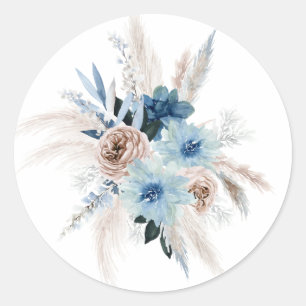 Boho Pink und Navy Peony Bouquet Wedding Runder Aufkleber