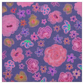 Boho Pink und Purple Blumen Schöne Stoff (Muster)