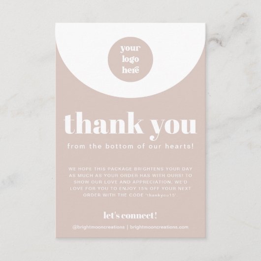 Boho Pink vielen Dank für die Bestellung kleiner U Begleitkarte (Vorderseite)