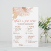 Boho Pink Was ist in Purse Brautparty Game Briefpapier (Stehend Vorderseite)