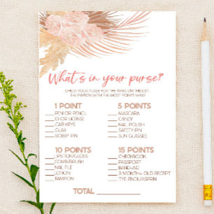 Boho Pink Was ist in Purse Brautparty Game Briefpapier