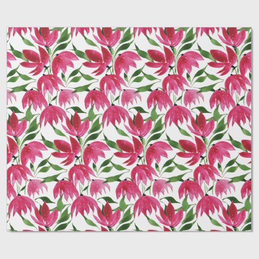 Boho Pink Watercolor Flolar Geschenkpapier (Flach)