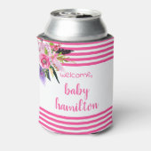 Boho Pink Watercolor Floral Custom Baby Dusche Dosenkühler (Kanne Rückseite)