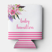Boho Pink Watercolor Floral Custom Baby Dusche Dosenkühler (Rückseite)