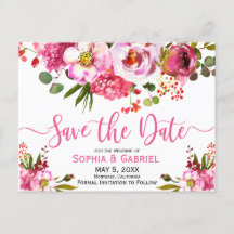 Boho Pink Watercolor Floral Typografy Wedding