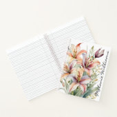 Boho Pink Watercolor Lilies | Personalisierter Nam Notizblock (Innenseite)