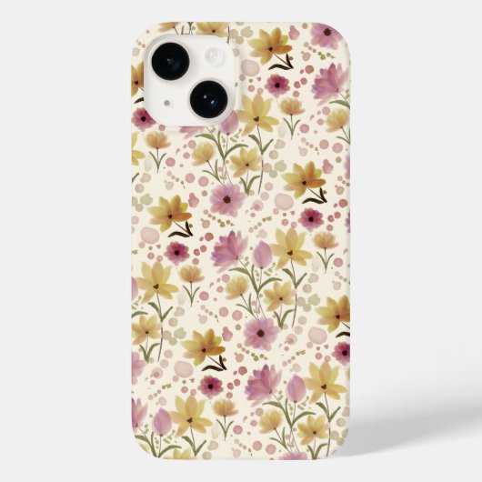 Boho Pink Watercolor Wildflower  Case-Mate iPhone Hülle (Rückseite)