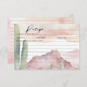 Boho Pink Watercolor Wüste Cactus Rezept Card Einladung (Vorne/Hinten)