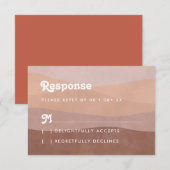 Boho Pink Waves Retro Wedding RSVP Card Karte (Vorne/Hinten)