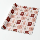 Boho Pink Weihnachten Geschenkpapier (Ungerollt)