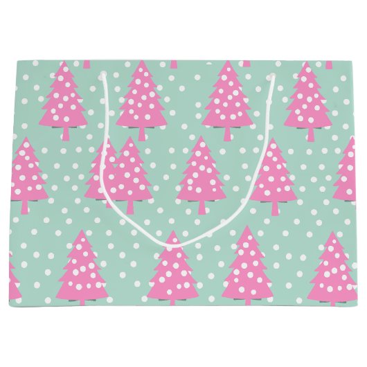 Boho Pink Weihnachtsbaum Große Geschenktüte (Vorderseite)