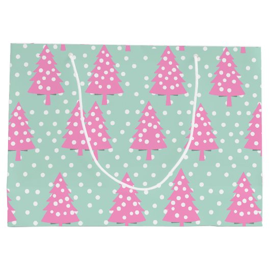 Boho Pink Weihnachtsbaum Große Geschenktüte (Rückseite)