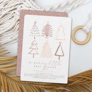 Boho Pink Weihnachtsbäume Merry Little Baby Shower Einladung