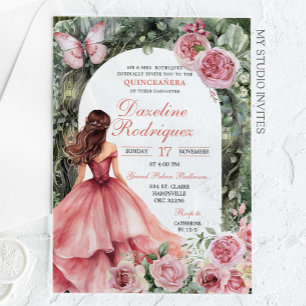 Boho Pink Whimsical Forest Quinceanera Acryleinladungen