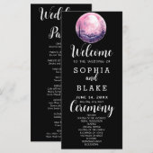 Boho Pink & White Full Moon Black Wedding Programm (Vorne/Hinten)